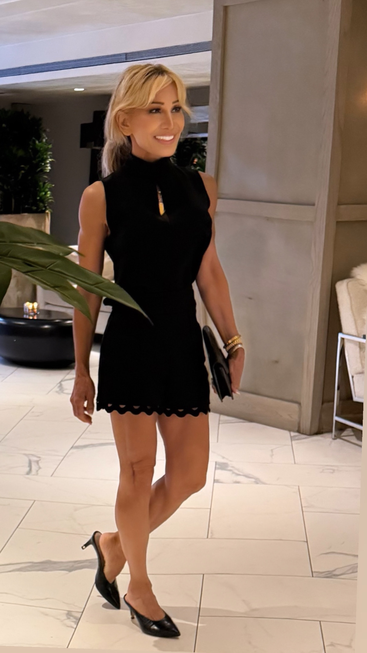 Woman strength training with dumbbells